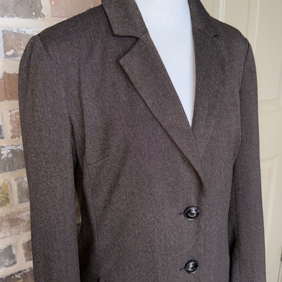 Vintage Rafaella Brown Tweed Fabric Coat Elegant Suit Jacket Size 8 - Picture 7 of 10